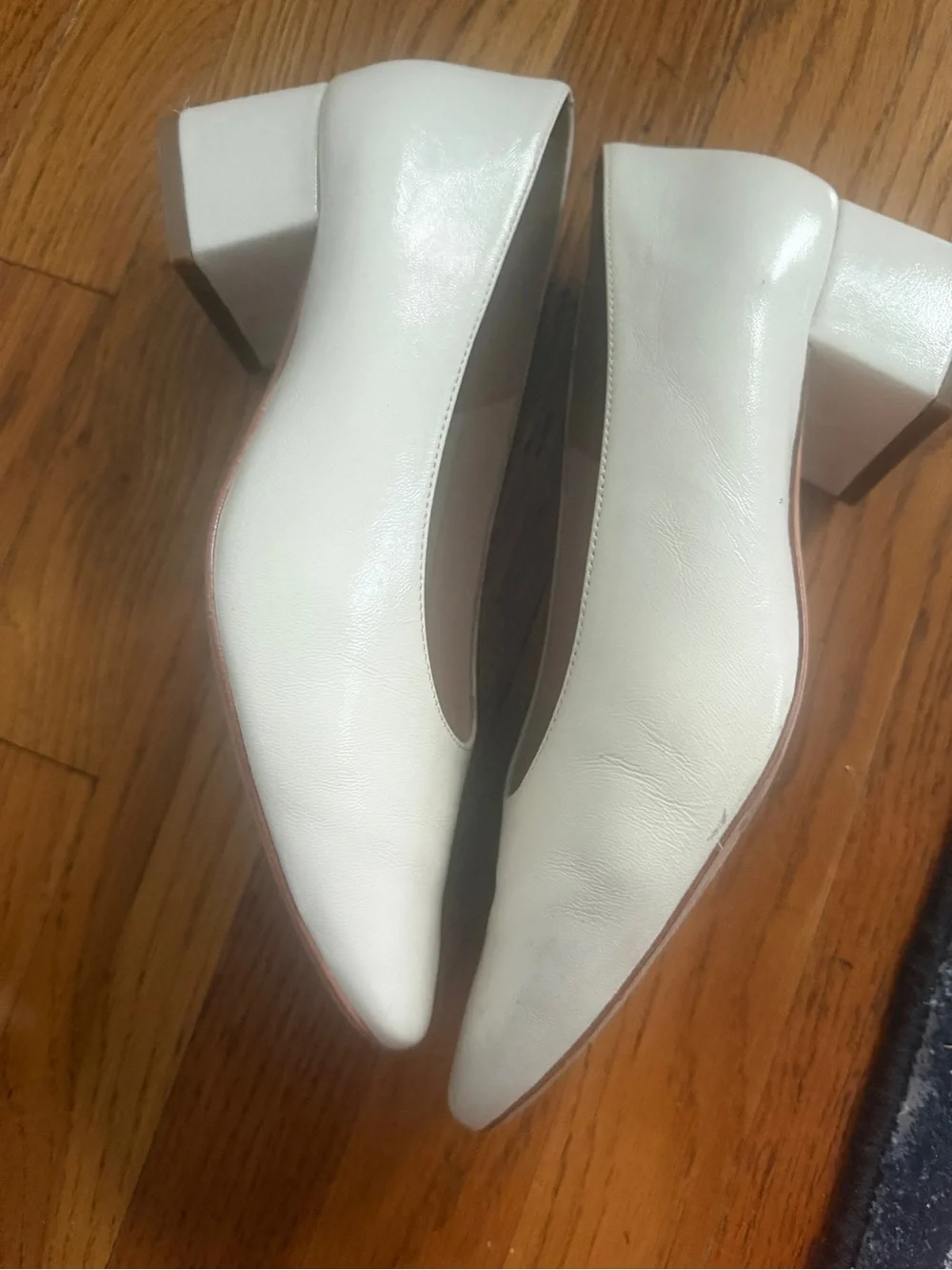 Elegant Cream Block Heel Pumps - Minimalist Women's Shoes